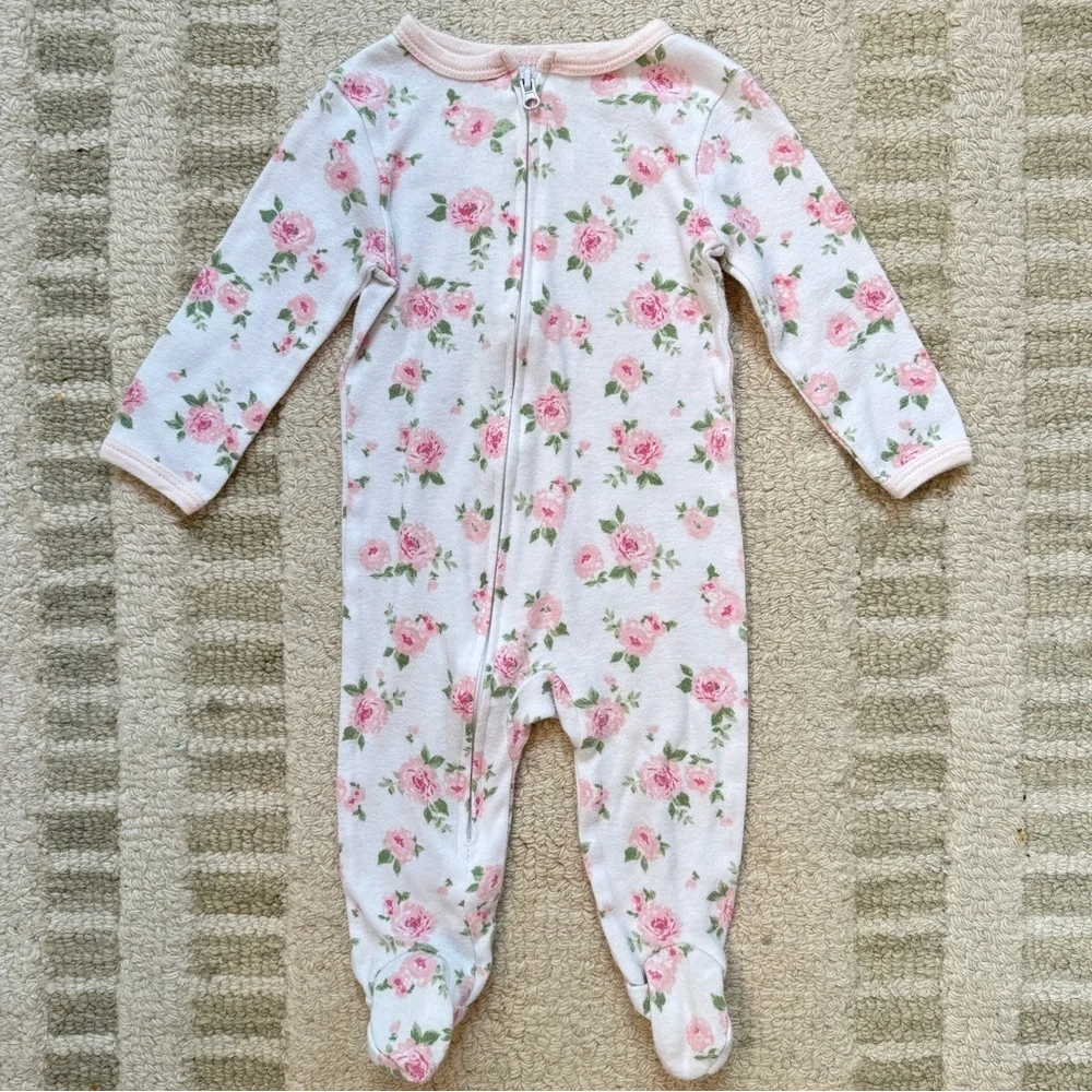 Laura Ashley Floral Footed Baby Sleeper With Zipper